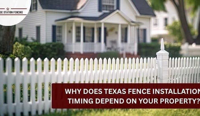 White picket fence surrounding a house in Bryan, Texas.