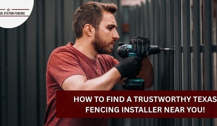 Man installing a fence with a power drill in Bryan, Texas.