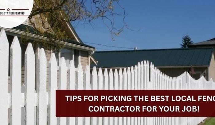 White picket fence with a curved top in a residential yard in Bryan, Texas.