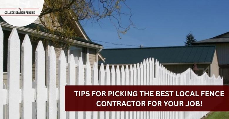 White picket fence with a curved top in a residential yard in Bryan, Texas.